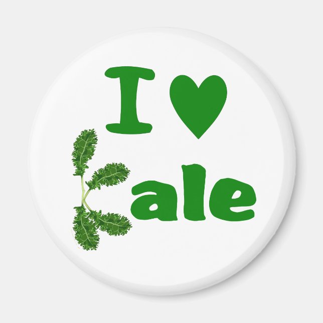 I Kärlek Kale (I Heart Kale) Vegetable/Gardener Magnet (Framsidan)