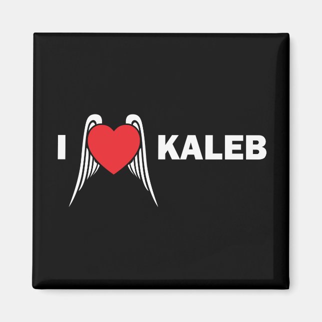 I Kärlek Kaleb Square Magnet (Framsidan)