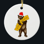 I Kärlek Kalifornien Bear med Santa Hat Ceramic Julgransprydnad Keramik<br><div class="desc">Förtjusande vänner med I Kärlek Kalifornien Bear med en jultomt. Ett sött tillägg till din familjs eller dina vänners Julgran.</div>