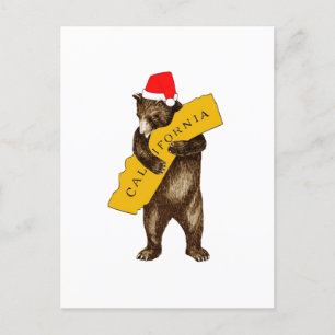 I Kärlek, Kalifornien Bear med Santa Hat Vykort