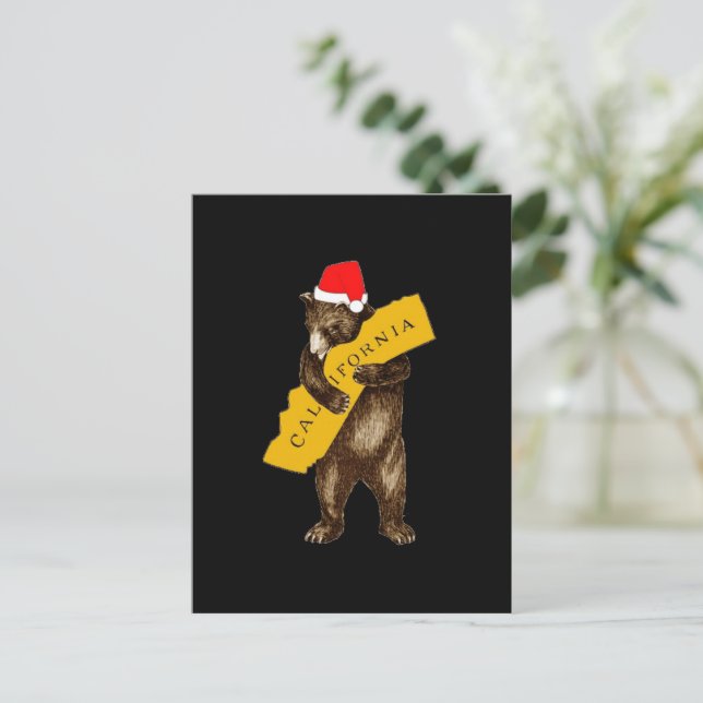 I Kärlek, Kalifornien Bear med Santa Hat Vykort (Stående Fram)