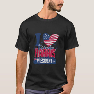 I Kärlek Kamala Harris 2024 för president USA flag T Shirt
