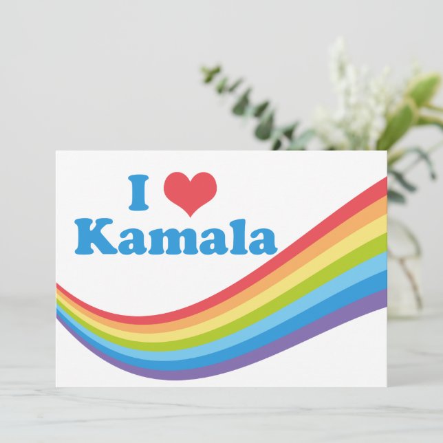 I Kärlek Kamala Harris Cute Rainbow Politik Kort (Stående Fram)