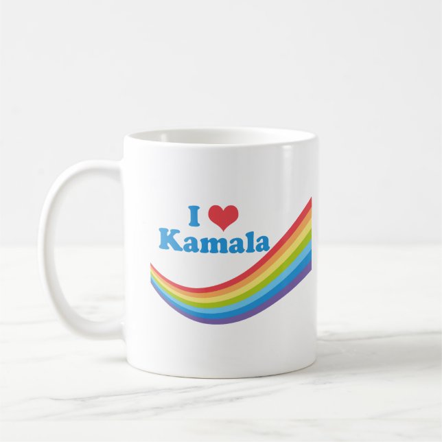 I Kärlek Kamala Rainbow Cute Val Långärmad Kaffemugg (Vänster)