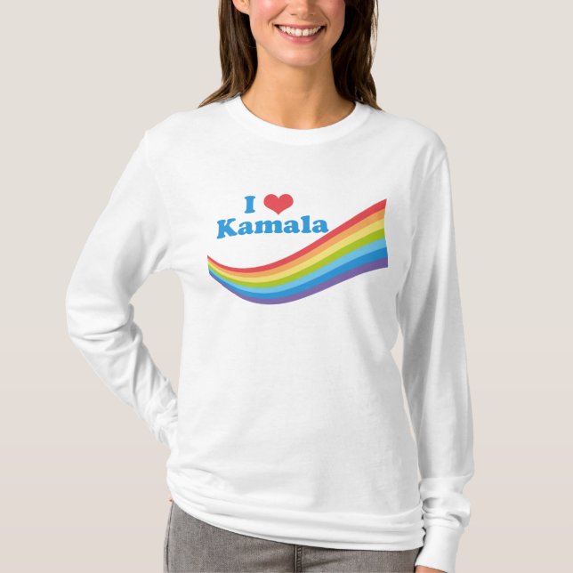 I Kärlek Kamala Rainbow Cute Val Långärmad T Shirt (Framsida)
