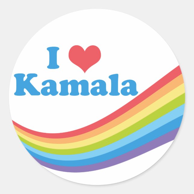 I Kärlek Kamala Rainbow Runt Klistermärke (Framsida)