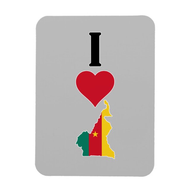 I Kärlek Kameroon Lodrät I Heart Land Flagga Karta Magnet (Vertikal)