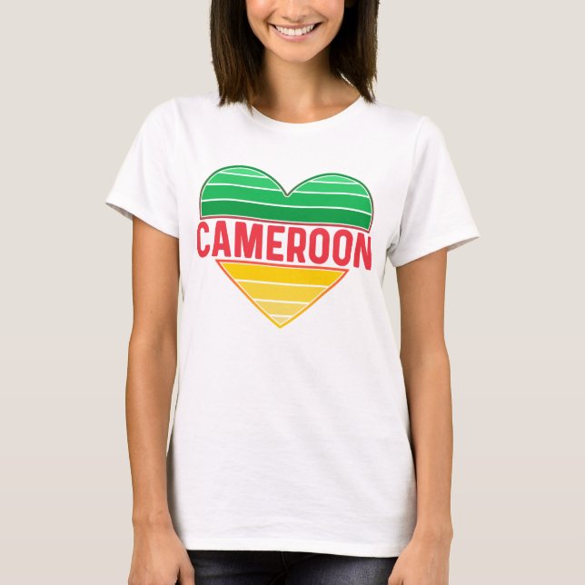 I Kärlek Kamerun, Kamerun, Kameruns hjärta T Shirt (Framsida)