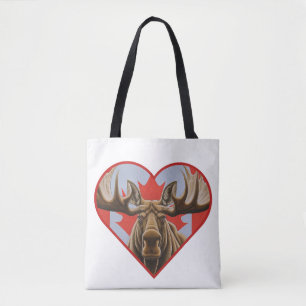 I Kärlek Kanada - Proud Canadian Moose and Maple L Tygkasse