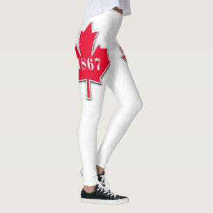 I KÄRLEK Kanada - Red Maple Löv - Est 1867 Leggings