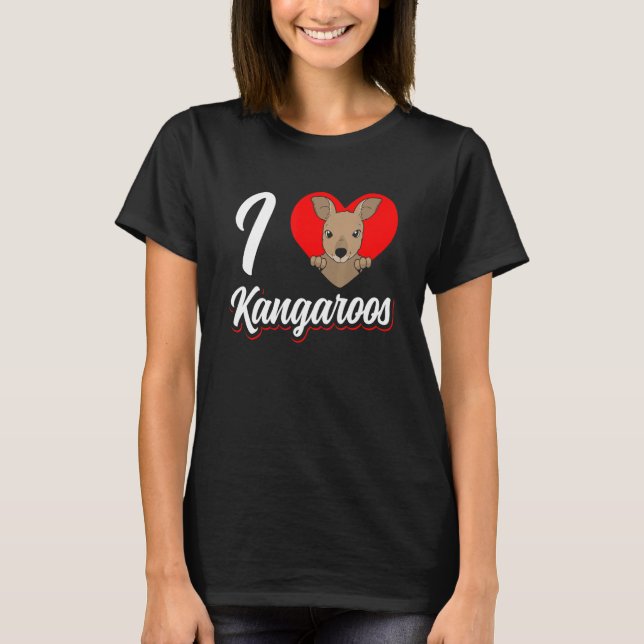 I Kärlek Kangaroos Animal Kangaroo Australien T Shirt (Framsida)