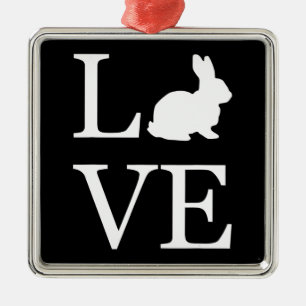 I Kärlek kanin stavar ut Silhouette Bunny Julgransprydnad Metall