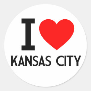 I Kärlek Kansas City Runt Klistermärke