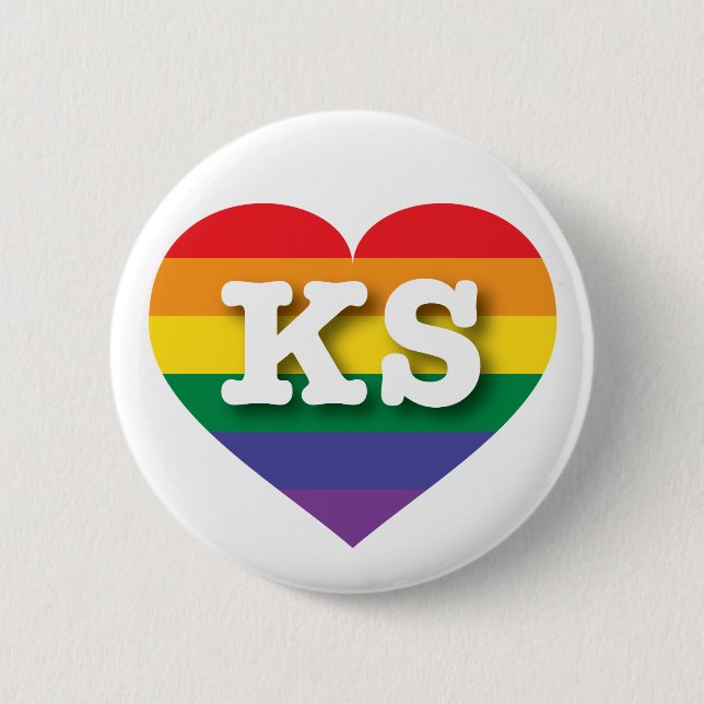 I kärlek Kansas Gay pride Rainbow Heart Knapp (Framsida)