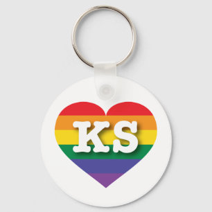 I kärlek Kansas Gay pride Rainbow Heart Nyckelring