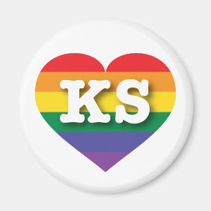 I Kärlek Kansas Rainbow Heart Magnet