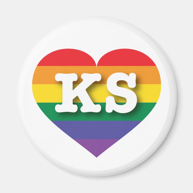 I Kärlek Kansas Rainbow Heart Magnet (Framsidan)