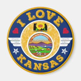 I Kärlek Kansas-staten Karta och Flagga Magnet