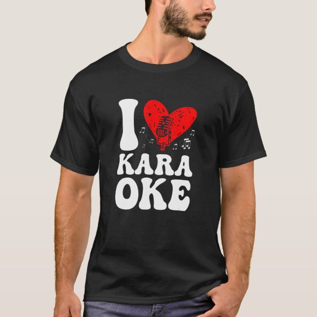 I Kärlek Karaoke Singer Voice Coach Singing T Shirt (Framsida)