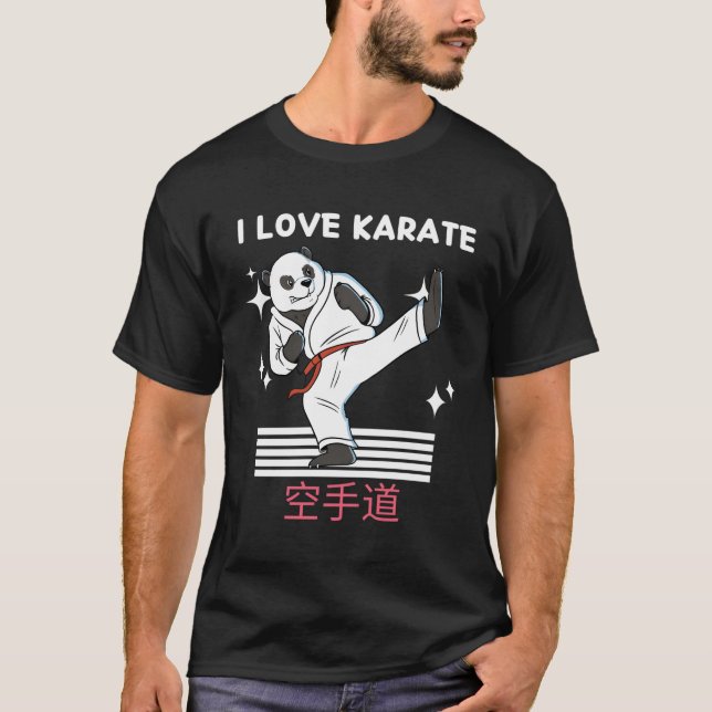 I Kärlek Karate Kawaii Panda Karate Japansk Anime T Shirt (Framsida)