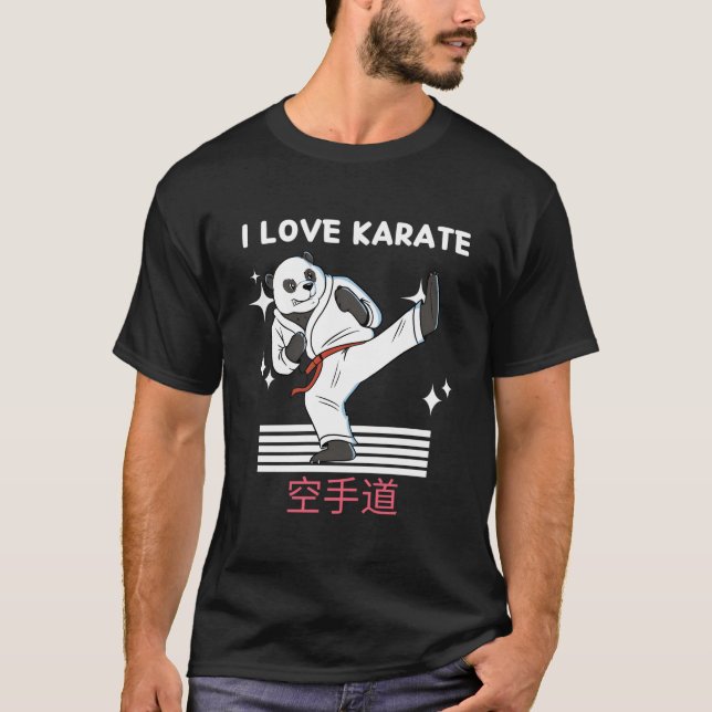 I Kärlek Karate Kawaii Panda Karate Japansk Anime T Shirt (Framsida)