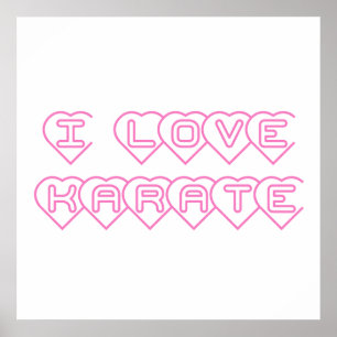 I Kärlek Karate Rosa Hearts Poster