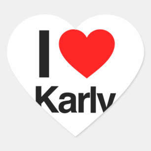 i kärlek karly hjärtformat klistermärke