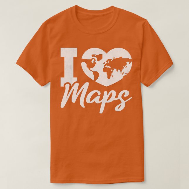 I Kärlek Kartor geografi T Shirt (Design framsida)