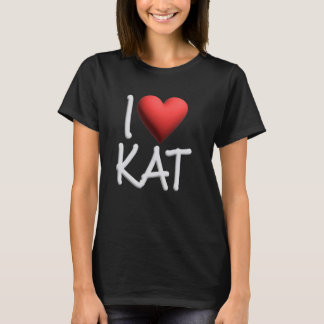 I Kärlek Kat Namn Personlig Girl Woman Friend Hea T Shirt