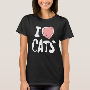 I Kärlek Katt Fluffy Hårig Heart Pet Kattdjur Cat T Shirt