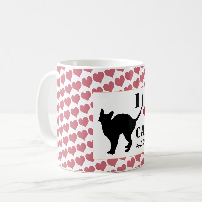 I kärlek Katt och svart kattkaffe på morgonen/Mugg Kaffemugg (Framsida vänster)