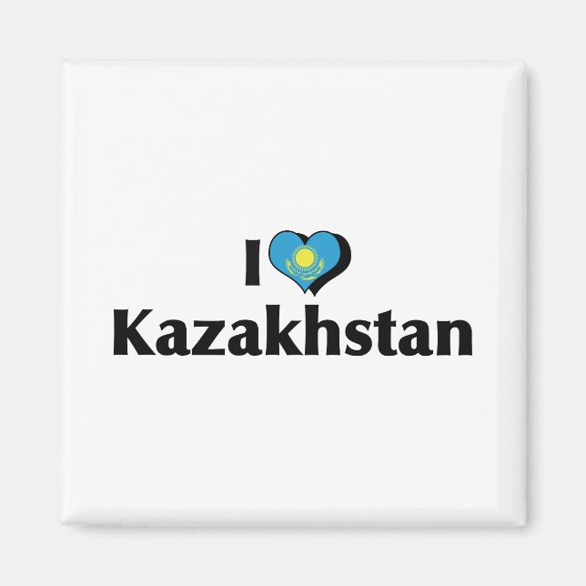 I Kärlek Kazakstan Flagga Magnet (Framsidan)