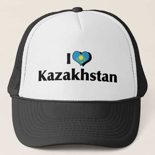 I Kärlek Kazakstan Flagga Truckerkeps (Framsida)