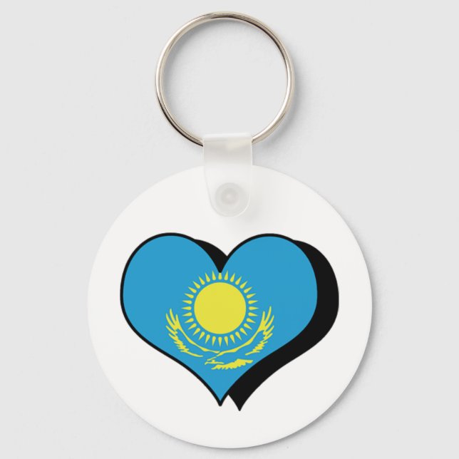 I Kärlek Kazakstan Keychain Nyckelring (Framsida)