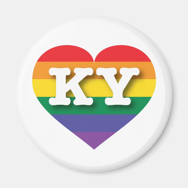 I kärlek Kentucky Gay pride Rainbow Heart Magnet (Framsidan)
