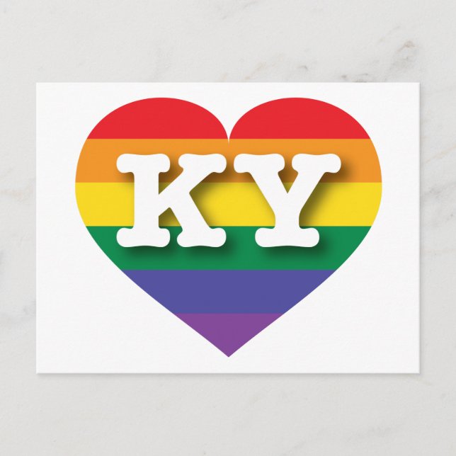 I Kärlek Kentucky Rainbow Heart Vykort (Framsida)