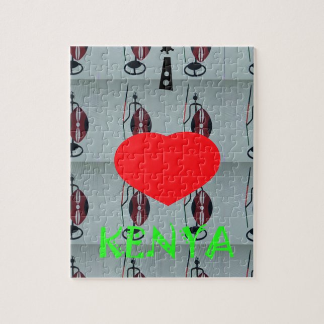 I Kärlek Kenya Art Print Pussel (Vertikal)