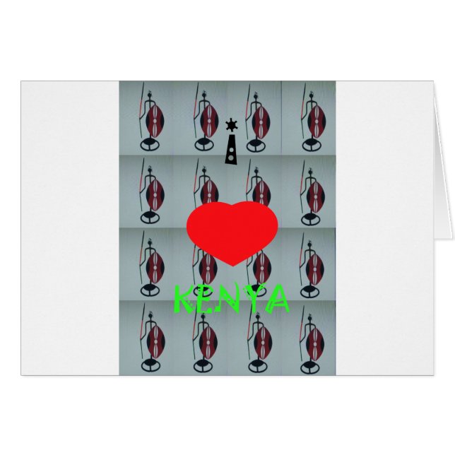 I Kärlek Kenya Hälsningskort (Framsidan Horizontal)