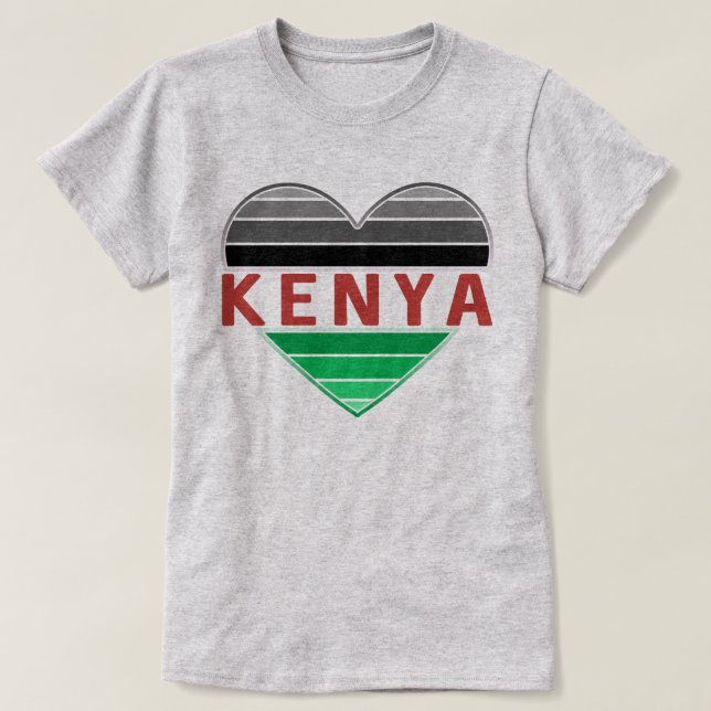 I Kärlek Kenya, Kenyan Heart T Shirt (Design framsida)