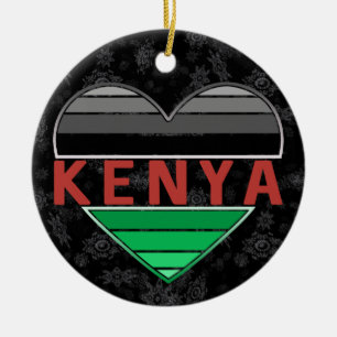 I Kärlek Kenya, Kenyan Heart T-Shirt Julgransprydnad Keramik