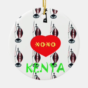 I Kärlek Kenya Maasai Art Print Julgransprydnad Keramik