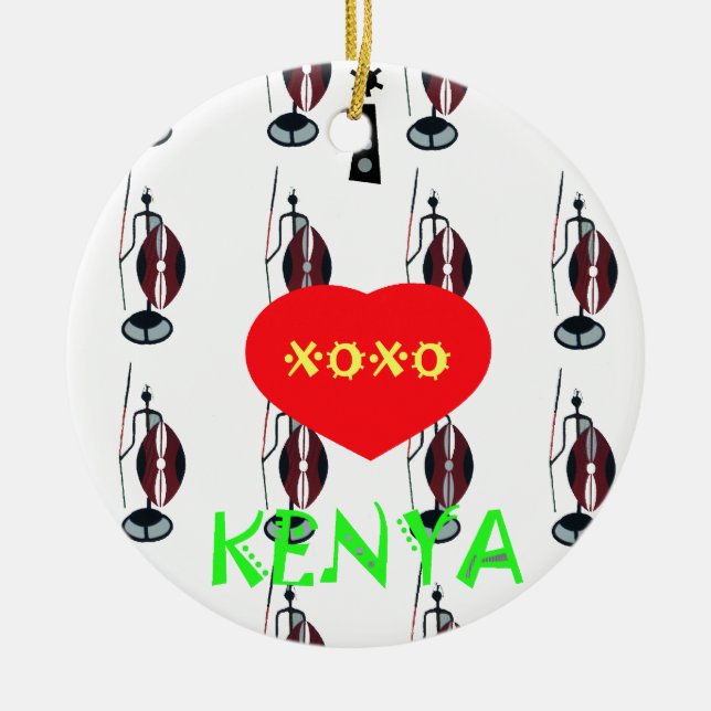 I Kärlek Kenya Maasai Art Print Julgransprydnad Keramik (Framsidan)