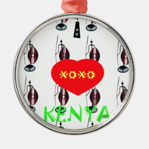 I Kärlek Kenya Maasai Art Print Julgransprydnad Metall