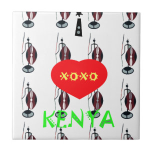 I Kärlek Kenya Maasai Art Print Kakelplatta