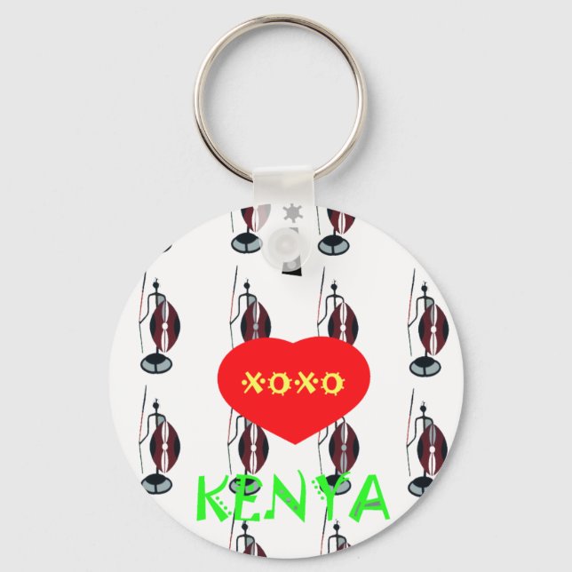 I Kärlek Kenya Maasai Art Print Nyckelring (Framsida)