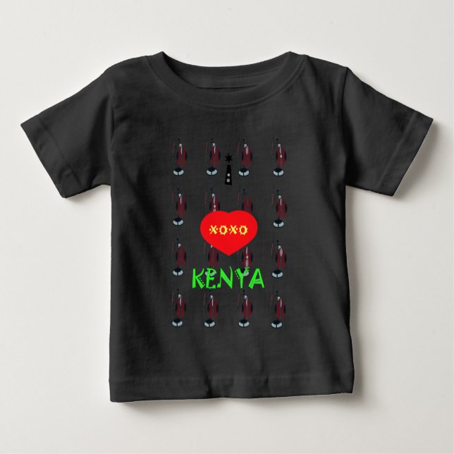 I Kärlek Kenya Maasai Art Print T Shirt (Framsida)