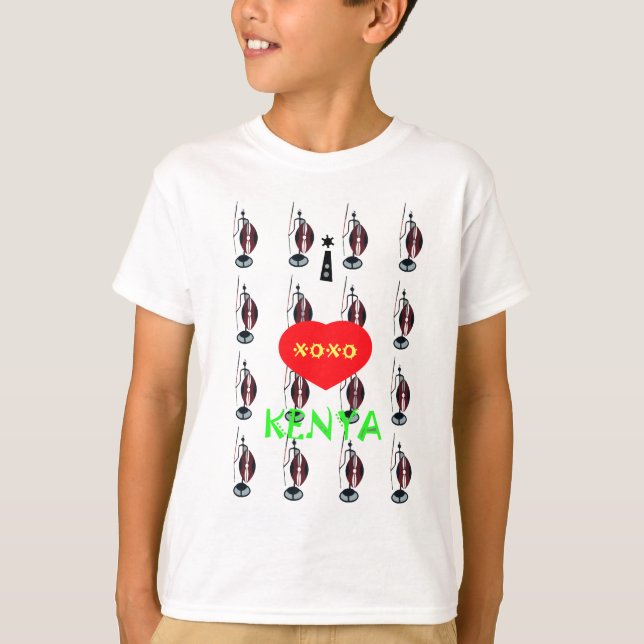 I Kärlek Kenya Maasai Art Print T-shirt (Framsida)