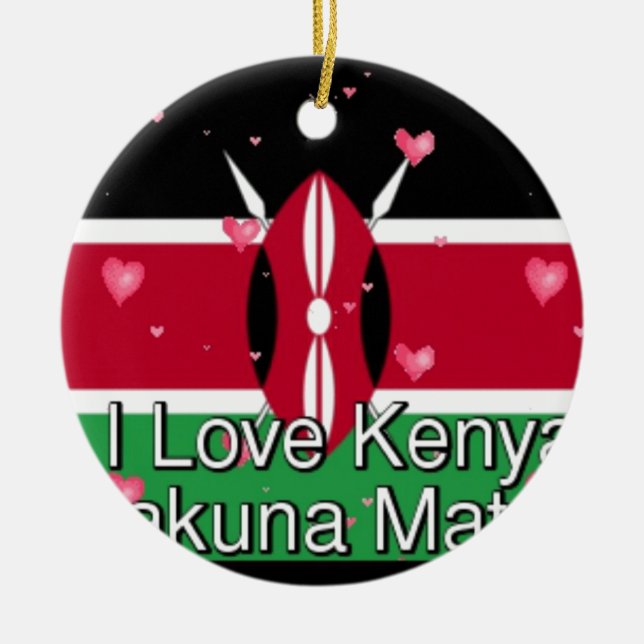 I Kärlek Kenya och "Hakuna Matata" Art Print Julgransprydnad Keramik (Framsidan)