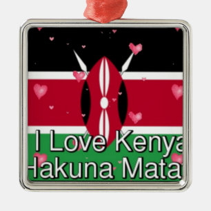 I Kärlek Kenya och "Hakuna Matata" Art Print Julgransprydnad Metall