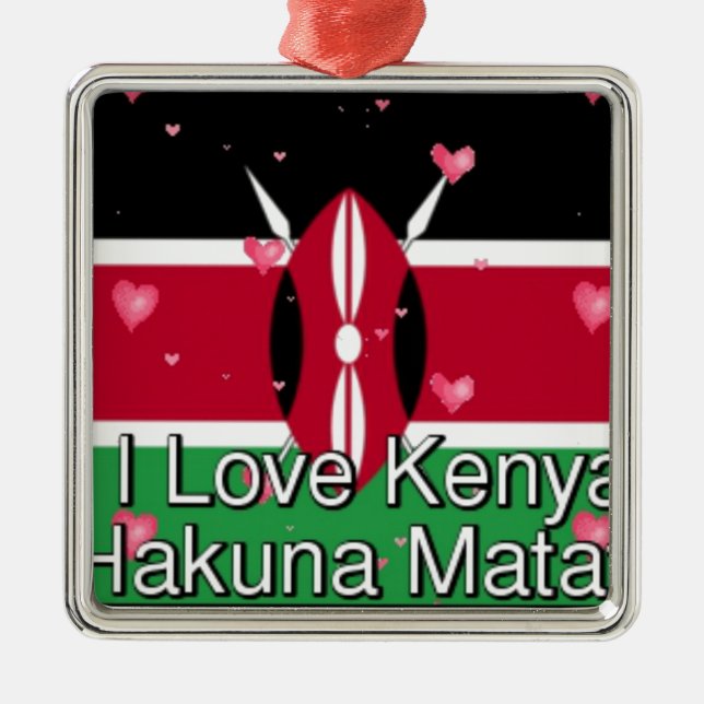 I Kärlek Kenya och "Hakuna Matata" Art Print Julgransprydnad Metall (Framsidan)